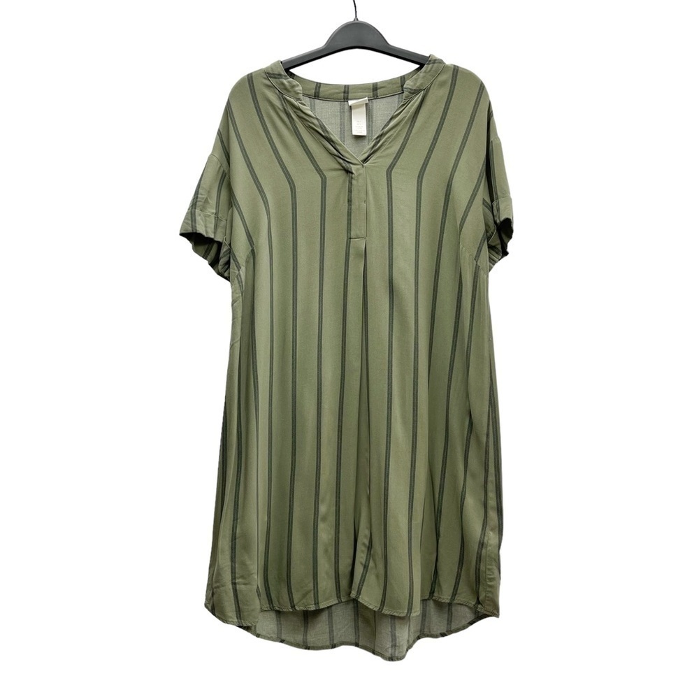 H&M Tunic beach shirt striped dress green olive size 4 woman’s